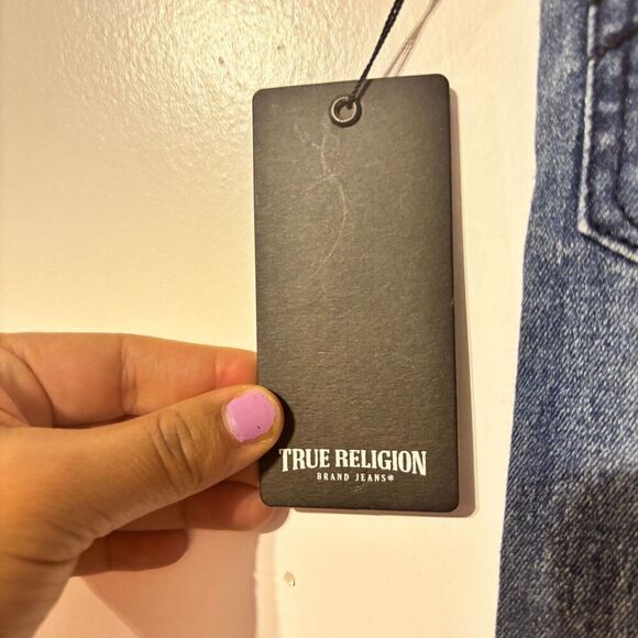 True Religion Geno Skinny Jeans 12 Blue Medium Wash Relaxed Fit Denim Ripped - Picture 5 of 13